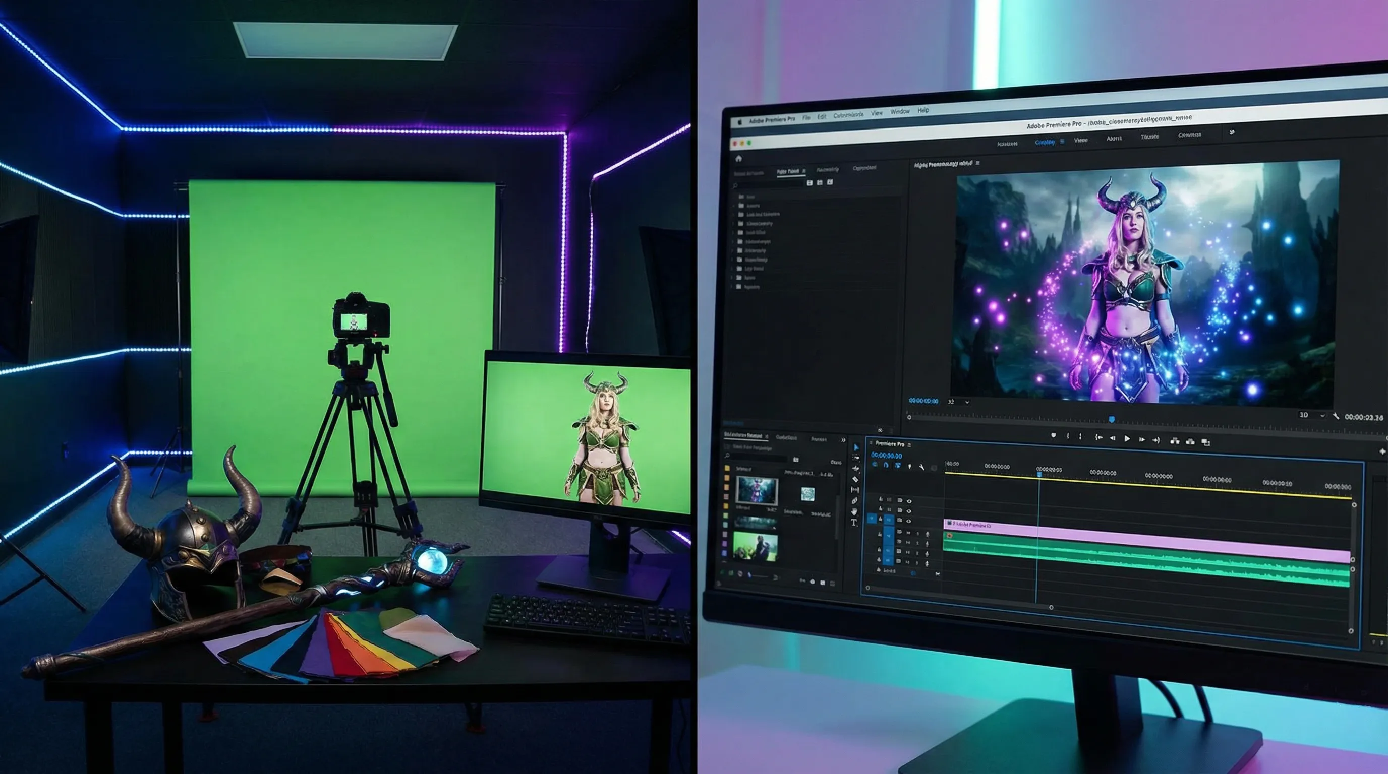 麻豆 cos视频制作 - 绿幕摄影棚和特效合成工作台