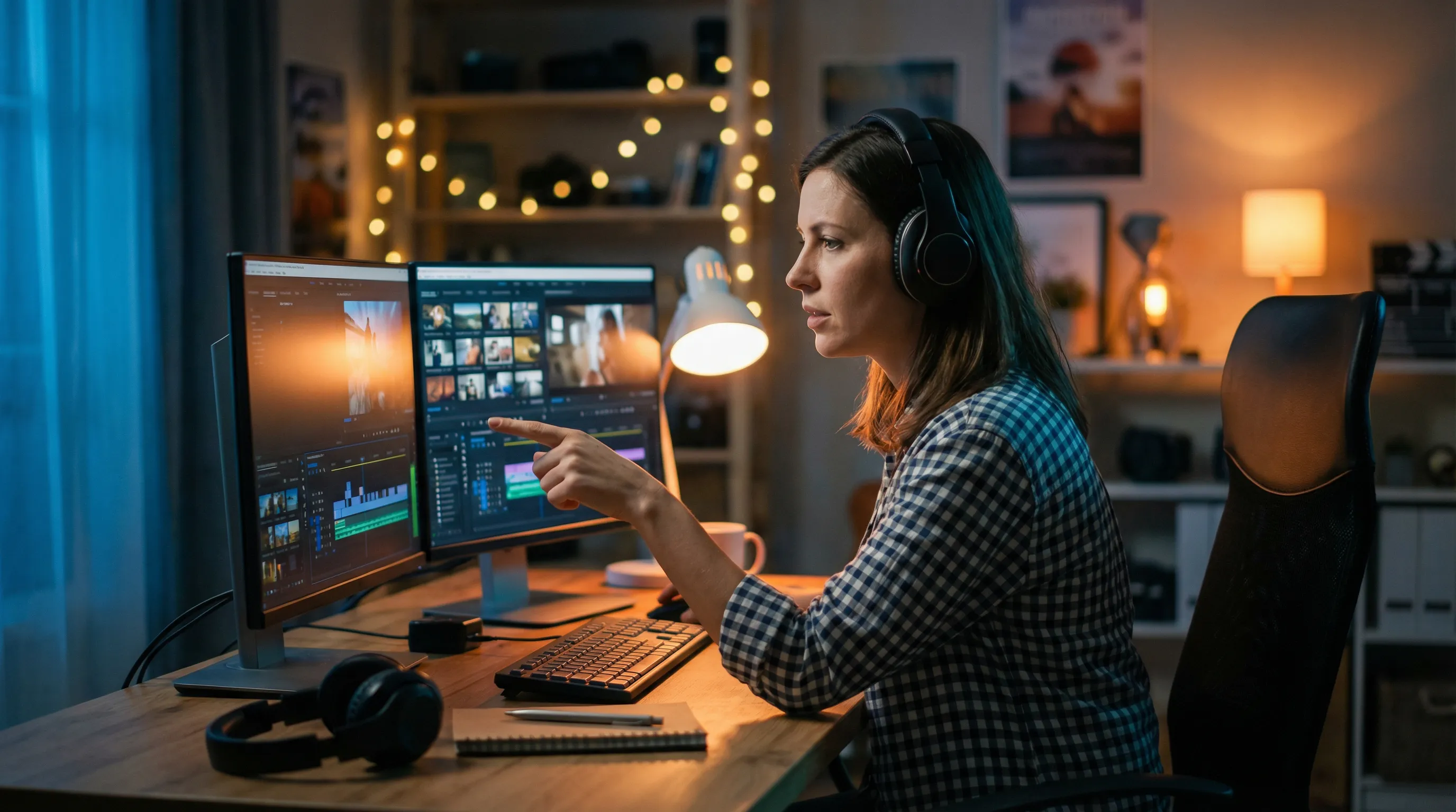 麻豆 幕后故事 - 创作者在专业剪辑工作台前工作